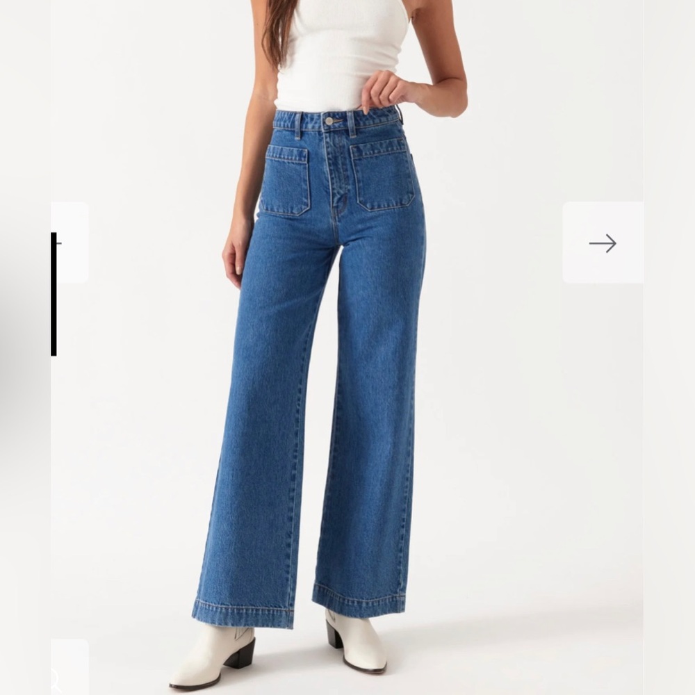 Rollas Sailor Jean Long - Ashley Blue High Rise Wide Leg